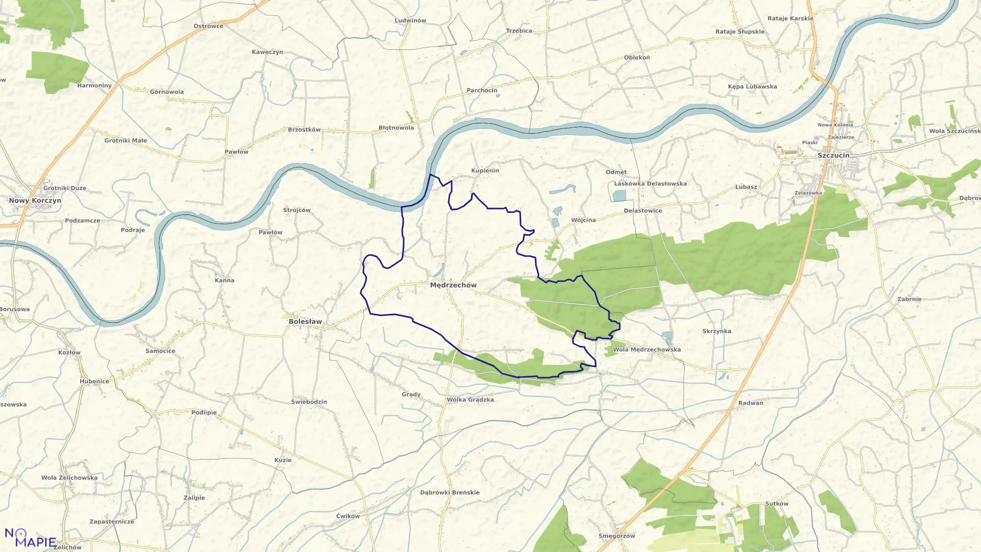 Mapa obrębu Mędrzechów w gminie Mędrzechów