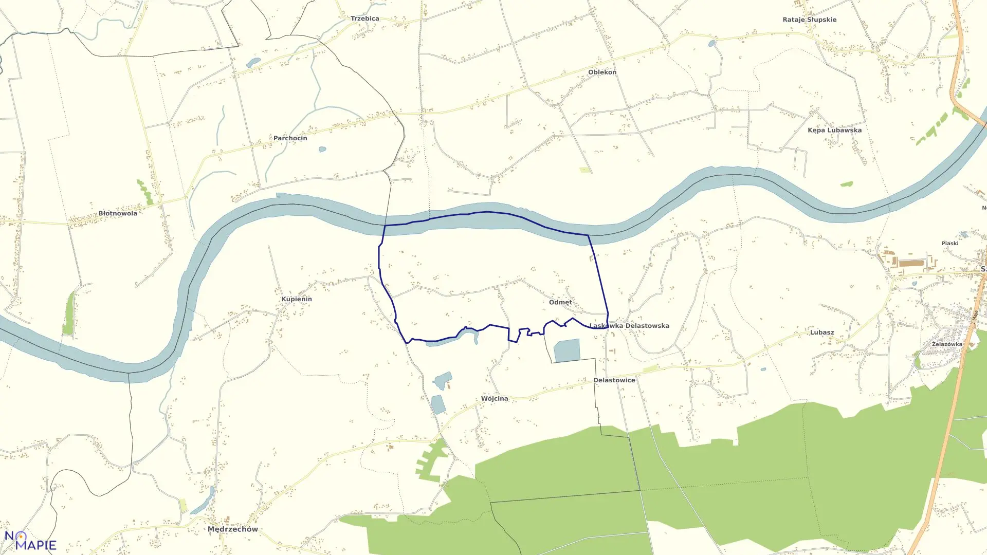 Mapa obrębu Odmęt w gminie Mędrzechów