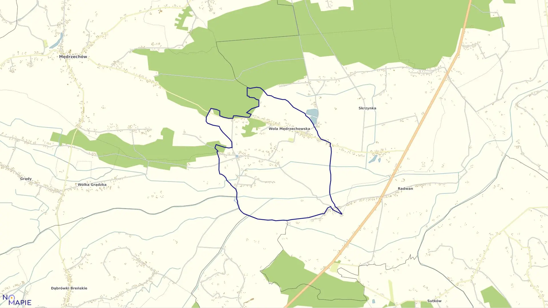 Mapa obrębu Wola Mędrzechowska w gminie Mędrzechów